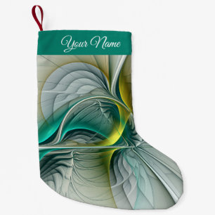Petite Chaussette De Noël Hypnotique Abstrait Golden Turquoise Nom Turquoise