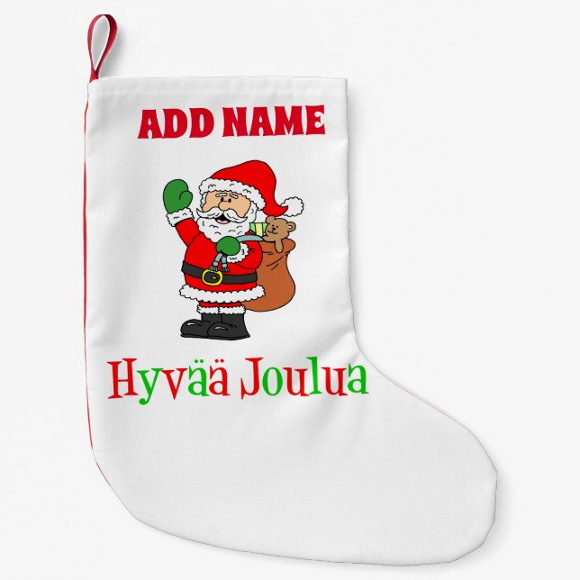 Petite Chaussette De Noël Hyvaa Joulua Nom personnalisé finnois (Devant)