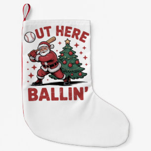 Petite Chaussette De Noël Ici dehors Santa joue au baseball Noël