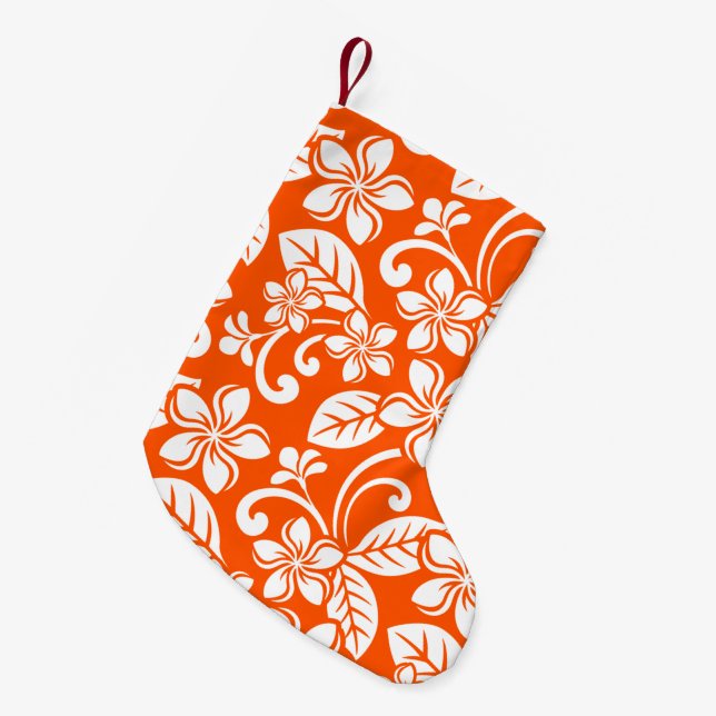 PETITE CHAUSSETTE DE NOËL ÎLE PLUMERIA (TRÈS ORANGE) (Devant (Accrochage))
