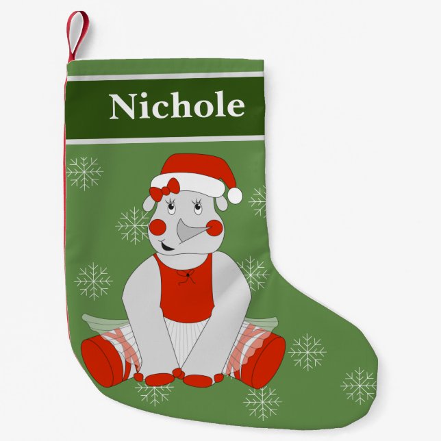 Petite Chaussette De Noël illusima Ballet Rhino Noël Snowflakes Vert (Devant)