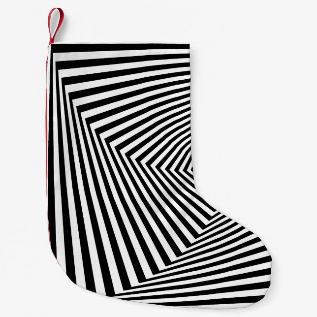 Petite Chaussette De Noël Illusion optique : Abstraite géométrique rayée. (Devant)