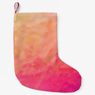 Petite Chaussette De Noël Illustration Abstraite de Brus de soie rose et jau