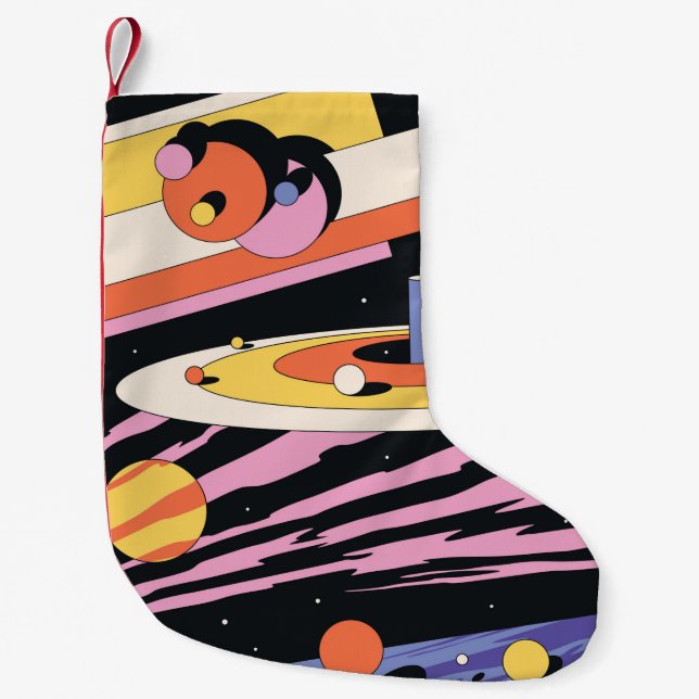 Petite Chaussette De Noël Illustration Abstraite de l'espace psychédélique,  (Devant)