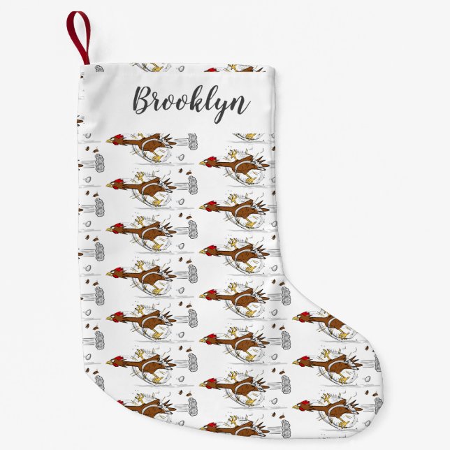 Petite Chaussette De Noël Illustration amusante de poulet cool (Devant)