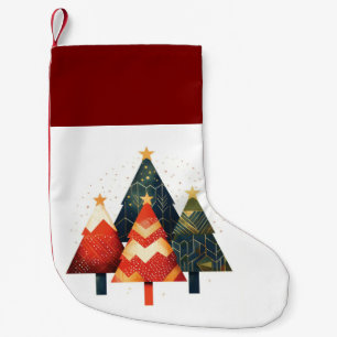Petite Chaussette De Noël Illustration d'arbres de Noël géométriques minimal
