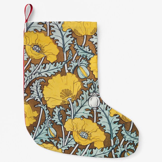 Petite Chaussette De Noël illustration d'art pavot fleur jaune (Devant)
