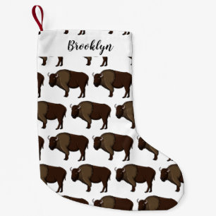 Petite Chaussette De Noël Illustration de bison américain heureux