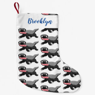 Petite Chaussette De Noël Illustration de blaireau au miel affamé