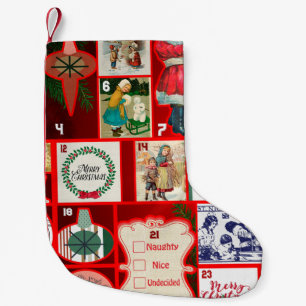 Petite Chaussette De Noël Illustration de bloc de l'Avent de Noël en carré A