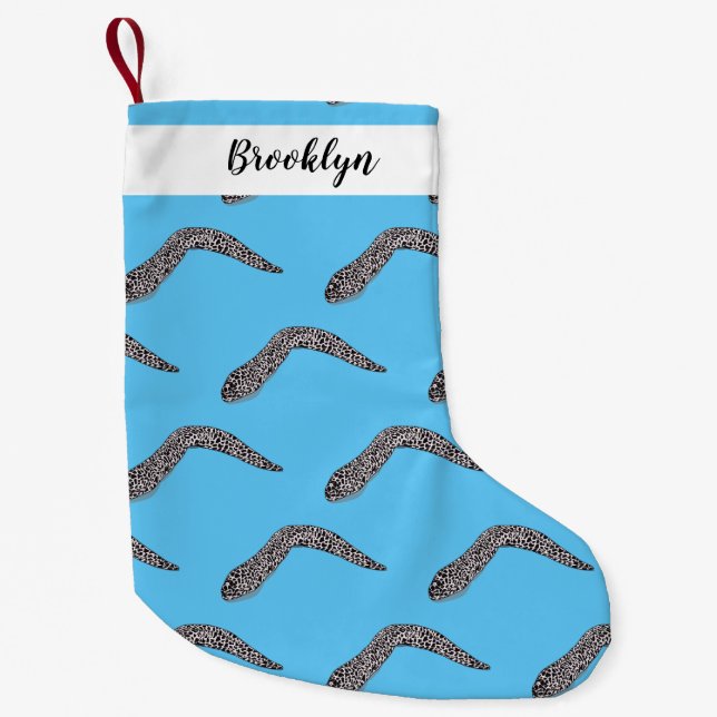 Petite Chaussette De Noël Illustration de caricature de murène tachetée (Devant)