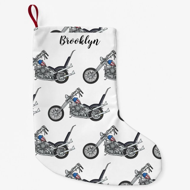 Petite Chaussette De Noël Illustration de Chopper Motorcycle 1950 (Devant)