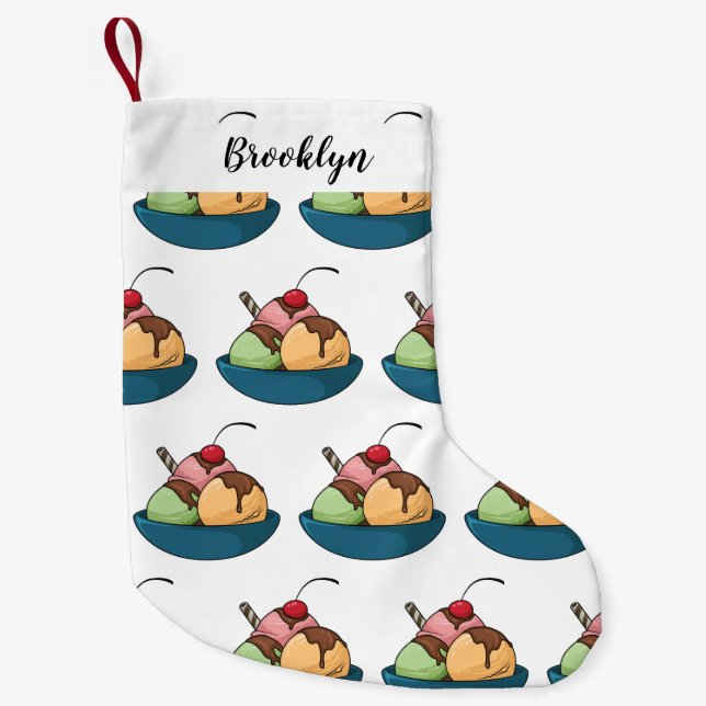 Petite Chaussette De Noël Illustration de crème glacée (Devant)