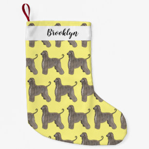 Petite Chaussette De Noël illustration de dessin animé de chien lévrier afgh