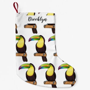 Petite Chaussette De Noël Illustration de dessin animé d'oiseau toucan à bec