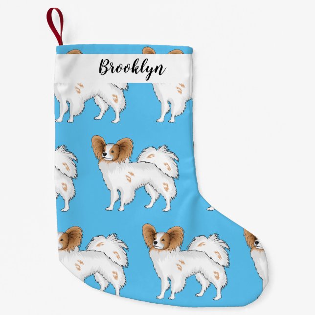 Petite Chaussette De Noël Illustration de dessin pour chien de Papillon (Devant)