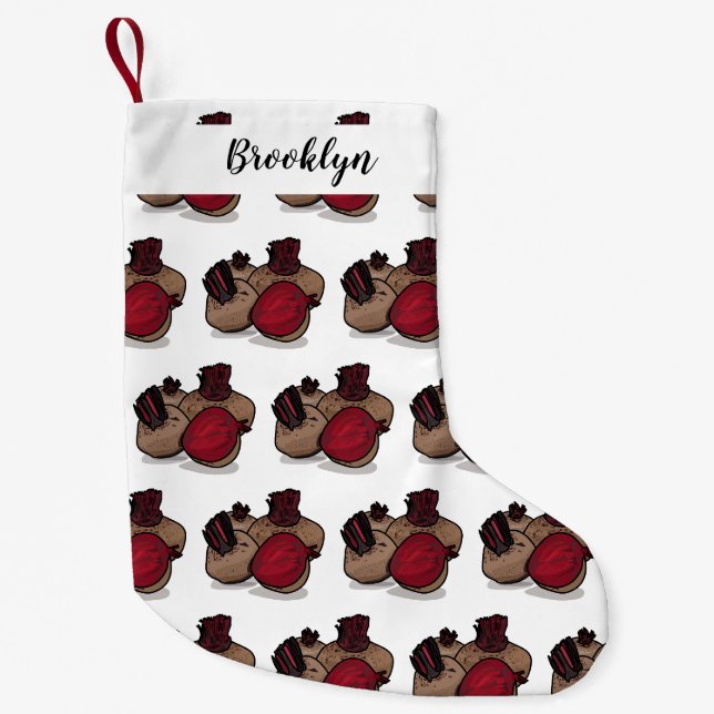 Petite Chaussette De Noël Illustration de dessin sur la betterave (Devant)