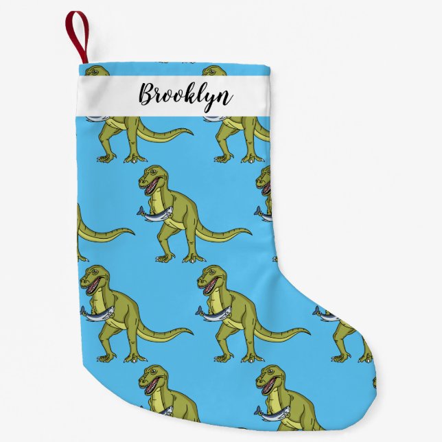 Petite Chaussette De Noël Illustration de dinosaure T rex drôle (Devant)