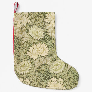 Petite Chaussette De Noël Illustration de fleurs vertes Motif de Noël floral