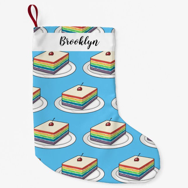 Petite Chaussette De Noël Illustration de gâteau arc-en-ciel (Devant)