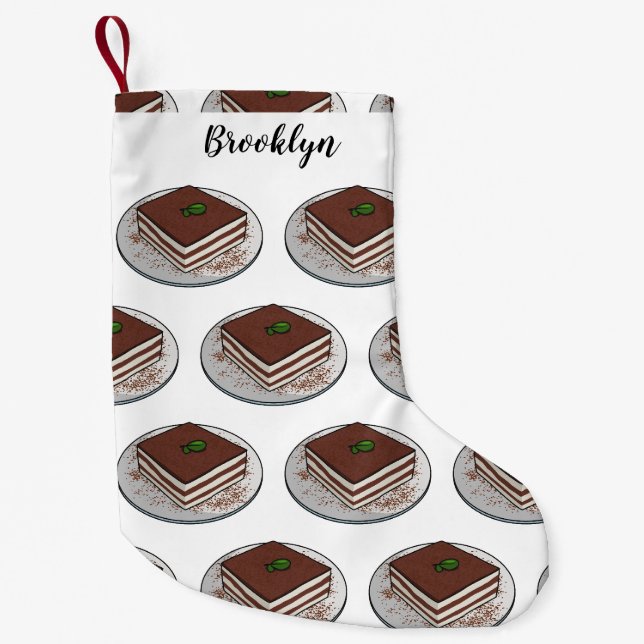 Petite Chaussette De Noël Illustration de gâteau de Tiramisu (Devant)