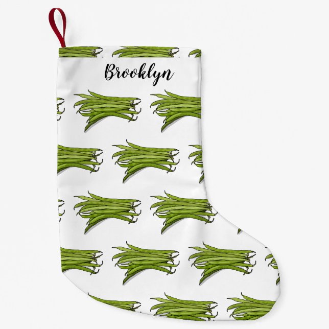 Petite Chaussette De Noël Illustration de haricots verts (Devant)
