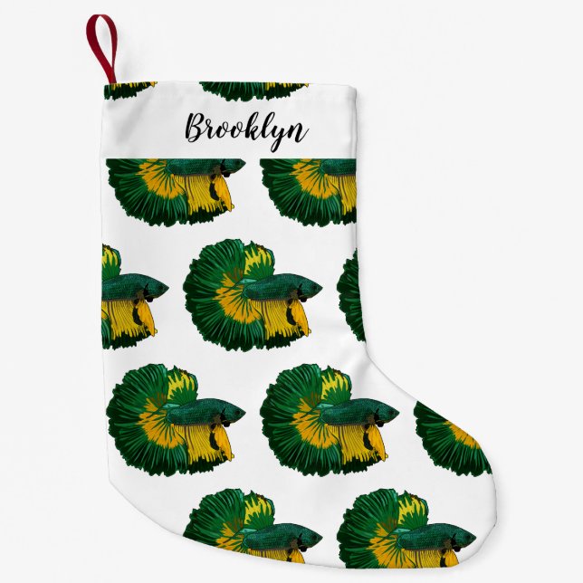 Petite Chaussette De Noël Illustration de la caricature de poisson de combat (Devant)