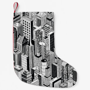 Petite Chaussette De Noël Illustration de la ville Skyscraper, isométrique t