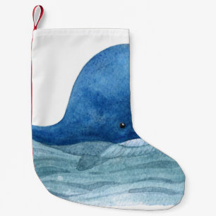 Petite Chaussette De Noël Illustration de l'aquarelle de la baleine bleue mi