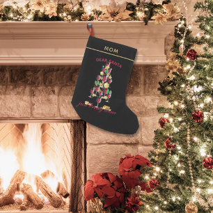 Petite Chaussette De Noël Illustration de l'arbre de Noël du vin de Père N