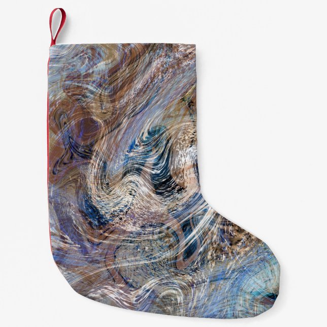 Petite Chaussette De Noël Illustration de marbrage gris bleu (Devant)