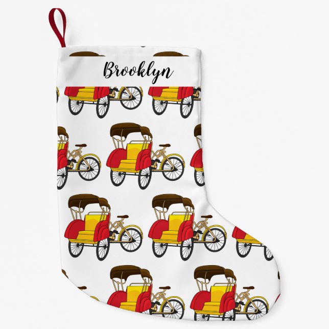 Petite Chaussette De Noël Illustration de pousse-pousse pédicab (Devant)