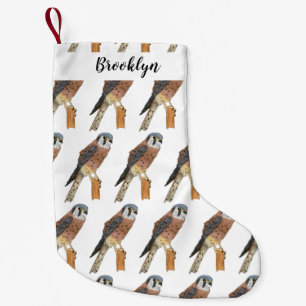 Petite Chaussette De Noël Illustration d'oiseau américain Kestrel