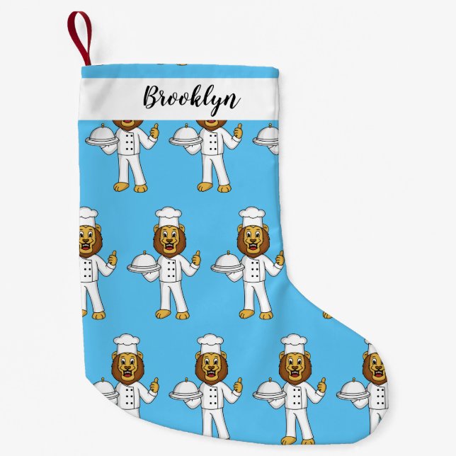 Petite Chaussette De Noël Illustration du chef mignon lion (Devant)