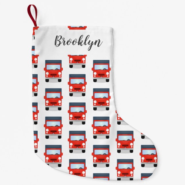 Petite Chaussette De Noël Illustration d'un camion kawaii rouge mou (Devant)