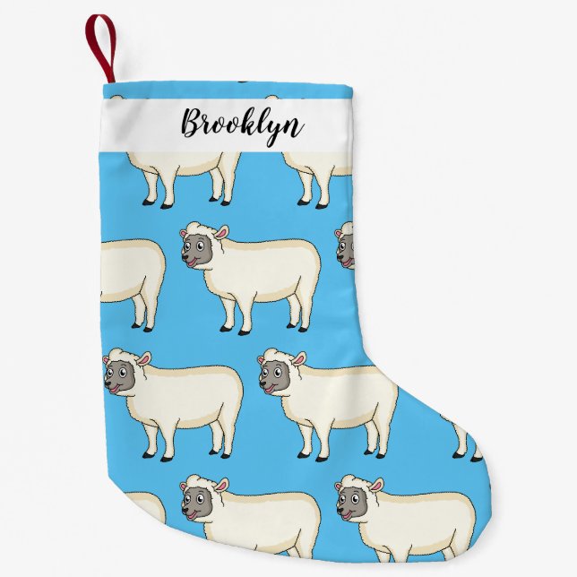 Petite Chaussette De Noël Illustration d'un mouton joyeux (Devant)