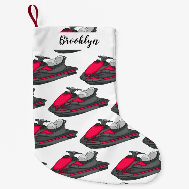 Petite Chaussette De Noël Illustration Jet ski (Devant)