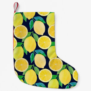 Petite Chaussette De Noël Illustration motif vintage du citron d'aquarelle
