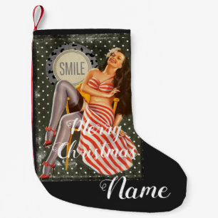 Petite Chaussette De Noël Illustration Vintage Retro Pin-up Thunder_Cove