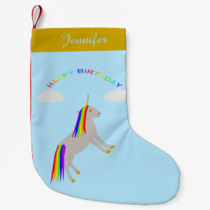 Petite Chaussette De Noël Imaginaire Anniversaire Unicorne Arc en ciel et nu