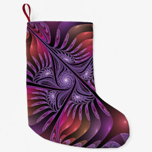 Petite Chaussette De Noël Imaginaire coloré Abstrait Trippy Violet Fractal