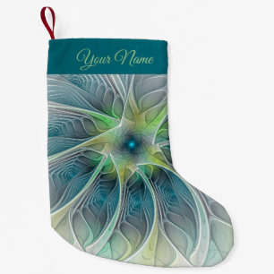 Petite Chaussette De Noël Imaginaire fractal bleu moderne Nom propre