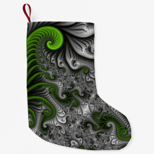 Petite Chaussette De Noël Imaginaire Monde Vert Et Gris Art Fractal Abstrait