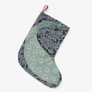 Petite Chaussette De Noël Impression de paon bleu Art Nouveau vintage Verneu