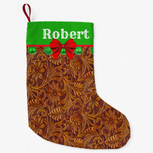 Petite Chaussette De Noël Impression En Cuir Occidental Avec Bow Ornementati