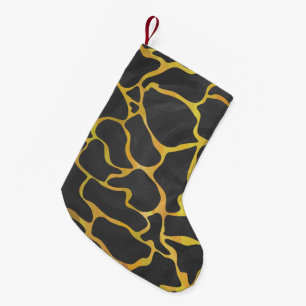 Petite Chaussette De Noël Impression Giraffe noir et jaune