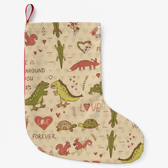 Petite Chaussette De Noël Impression manuelle d'un animal Valentine (Devant)