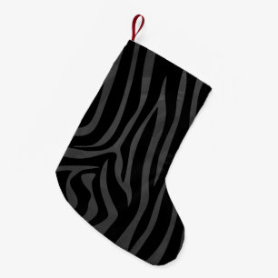 Petite Chaussette De Noël Impression noire et grise Zebra
