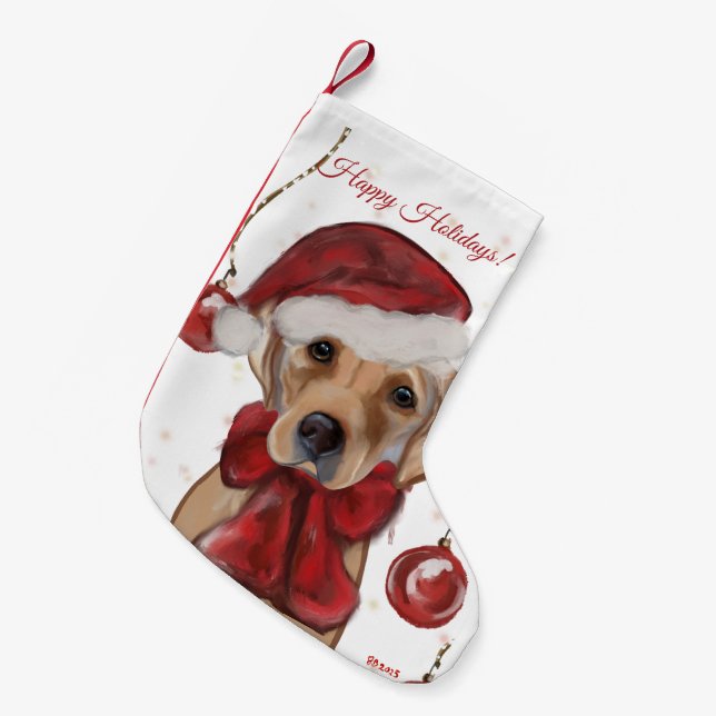 Petite Chaussette De Noël Impression sur toile Labrador Retriever (Devant (Accrochage))