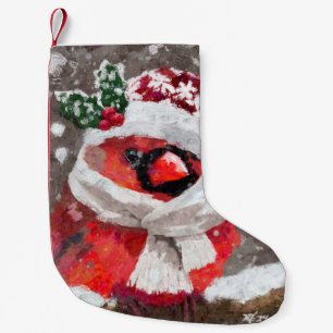 Petite Chaussette De Noël Impressionniste Cardinal Bird Scarf & Casquette en